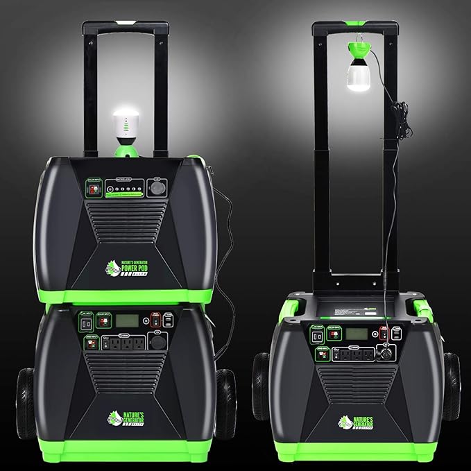 Nature's Generator Elite with Cart -3600w Solar and Wind Powered Generator in Quiet Operation with 12V DC port,2 USB ports,3 AC outlets and 120V 30amp pure sine wave AC outlet HKNGGNEL
