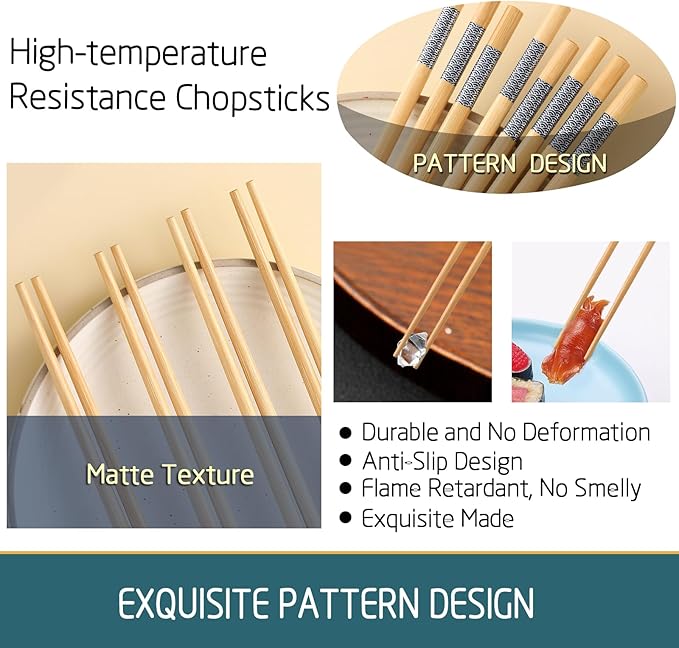 200 Pairs Bamboo Chopsticks - Reusable, Wooden, Disposable, Dishwasher Safe Bulk, 9.4 Inches with Chinese & Japanese Styles,Cloud