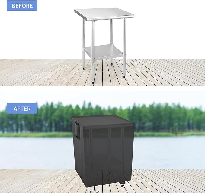 Outdoor Prep Table Cover 30 Inch, Waterproof Patio Stainless Steel Metal BBQ Table Cover All Season Protection for Outdoor Table -30 x 30 x 34 Inch