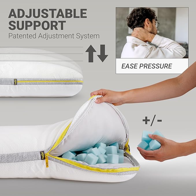Twilla Adjustable Side Sleeping Pillow, Customizable Pillows, Down Alternative and Supportive Foam, Perfect Luxury Sleeper Queen Pillow