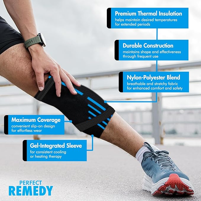 Perfect Remedy Freeze Sleeve - Hot & Cold Arm Ice Pack Wrap Compression - Tennis Elbow Cold Pack Compression for Support in Injuries - Ice Sleeve for Knee, Elbow (Small-Medium)
