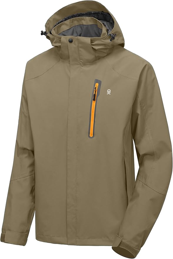 Little Donkey Andy Men's Waterproof Rain Jacket Outdoor Lightweight Hooded Raincoat for Hiking Golf Travel Fishing