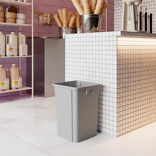 19 Gallon Gray Square Commercial Trash Garbage Can | Outdoor Office Restaurant School Kitchen