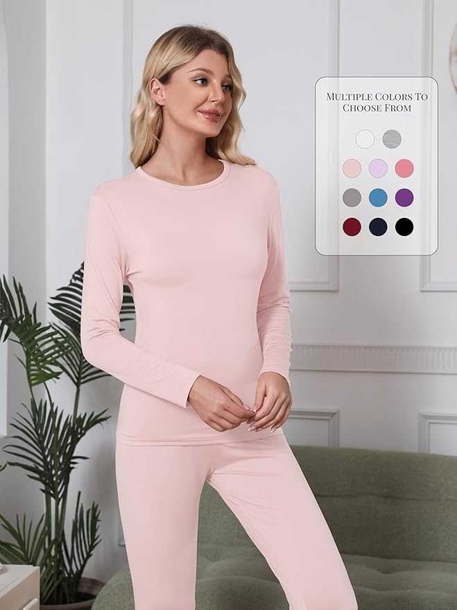 VZV Thermal Underwear for Women, Long Johns for Women Thermal Sets Fleece Lined Base Layer Top and Bottom Set