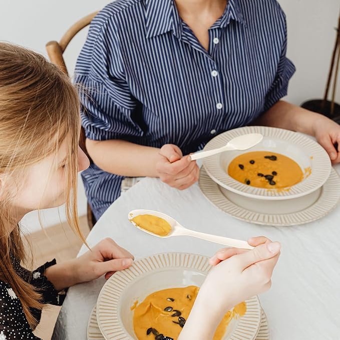 Gezond 100% Compostable Cutlery Set 300 Pack Extra Long Disposable Cutlery with 150 Forks 100 Spoons 50 Knives 7 Inch No Plastic Biodegradable Utensils for Party Wedding Camping Office Picnic