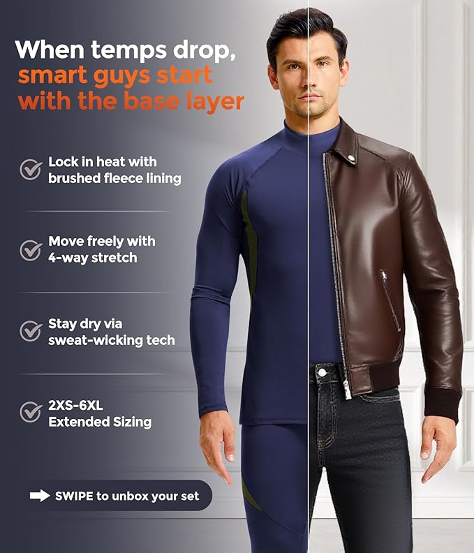 CL convallaria Thermal Underwear Long Johns Set Mens Winter Gift Hunting Gear Sport Base Layer Bottom Top