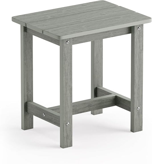 LUE BONA Outdoor Side Table, HDPS Small Outdoor Table, Rectangle Adirondack Side Table, Outside Table for Patio, Porch, Deck, Pool, Weather Resistant/Easy Maintenance, Gray