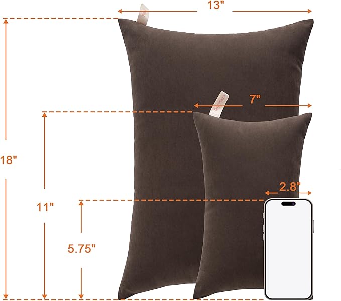 NTBAY Toddler Pillows, Down Alternative 13"x18" Pillows, Machine Washable - Soft and Breathable Travel Small Pillows for Sleeping, Ideal for Daycare, Crib, Cot, Dark Brown