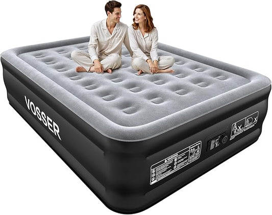 Air Mattress Queen with Built in Pump,Blow Up Mattress in 3 Mins,18'' Raised Self Inflatable Mattress,Portable Airbed for Home,Floor&Camping,Queen Size Air Matress for Adults,660LB Max,Black