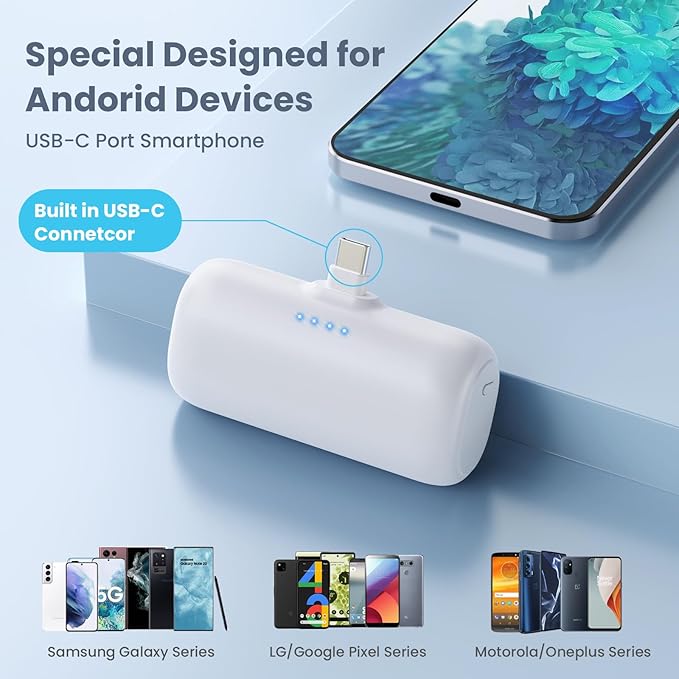 Mini Portable Charger for iPhone 16/15 Series,5200mAh 3A PD USB C Fast Charging Power Bank, Ultra-Compact Cell Phone Battery Pack for iPhone 16/16Plus/15/15Pro Max,Galaxy,Android,Moto,iPad-Milky White