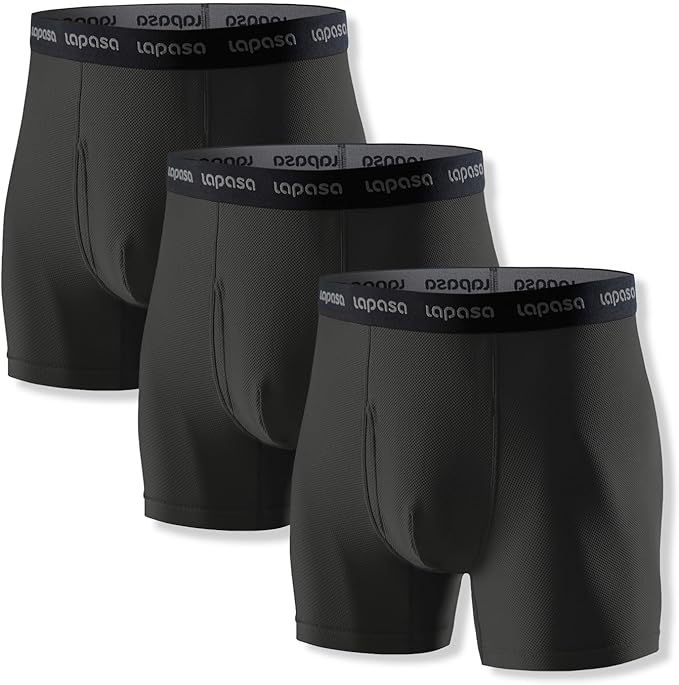 LAPASA Men's Quick Dry Travel Underwear, Terraversal Series Mesh Breathable Trunks/Boxer Briefs/Boxers (2 & 3 Packs)