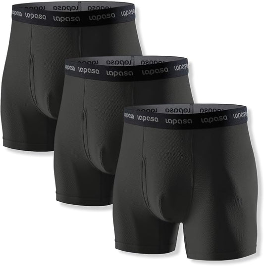 LAPASA Men's Quick Dry Travel Underwear, Terraversal Series Mesh Breathable Trunks/Boxer Briefs/Boxers (2 & 3 Packs)
