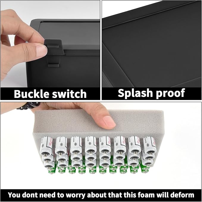 FULLCASE Battery Storage Organizer Holder Holds 54 AA AAA Batteries, Box Cases Garage Container, Home Drawer Organization Dispenser (Case Only) Black