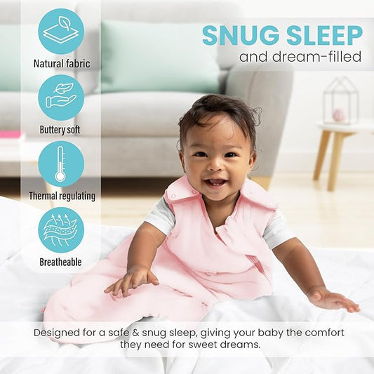 Rayon Made from Bamboo Sleep Sack 1.0 TOG 18-36 Months Unisex Baby Sleeping Bag with 2-Way Zipper Breathable Wearable Blanket Baby