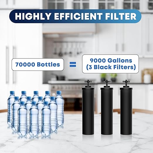 Gravity Water Filter System with 3 Stage 0.001μm Ultra-Filtration, 2.25G Stainless Steel Countertop Water Filtration System, Include 3 Filters, Metal Stand&Spigot, Reduce 99.99% Chlorine-2025 Upgraded