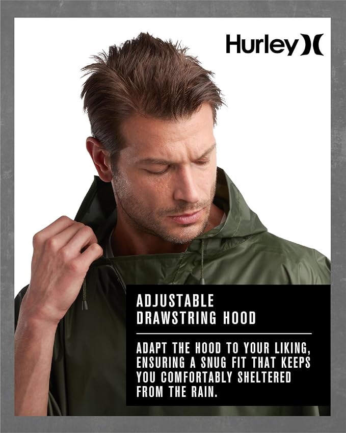 Hurley Ponchos Adult - Waterproof Rain Ponchos for Adults, Lightweight Packable Rain Poncho for Hiking, Camping & Emergency