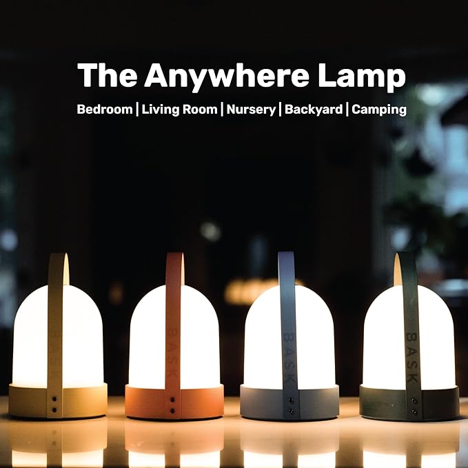 Bask KIN 3.0 Portable Cordless Lantern Table Lamp | USB Rechargeable | Powerful Long-Lasting 4000mAh Battery | Kids Bedroom | Easy 3-Step Touch Dimmable | UltraBright LED (Vanilla Cream)