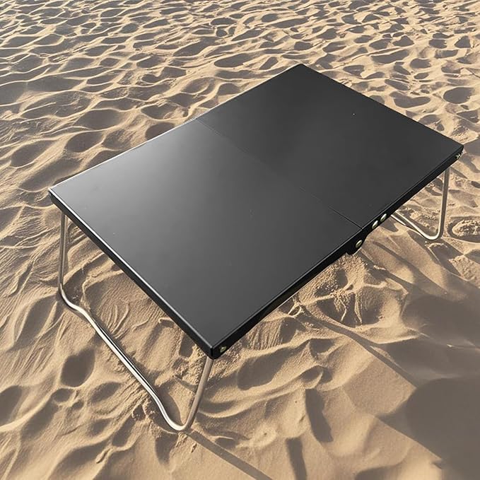 Ultralight Mini Outdoor Table Foldable Aluminum Alloy Camping Table with Carry Bag for Outdoor Cooking, Picnic, Camp, Barbecue (Black)