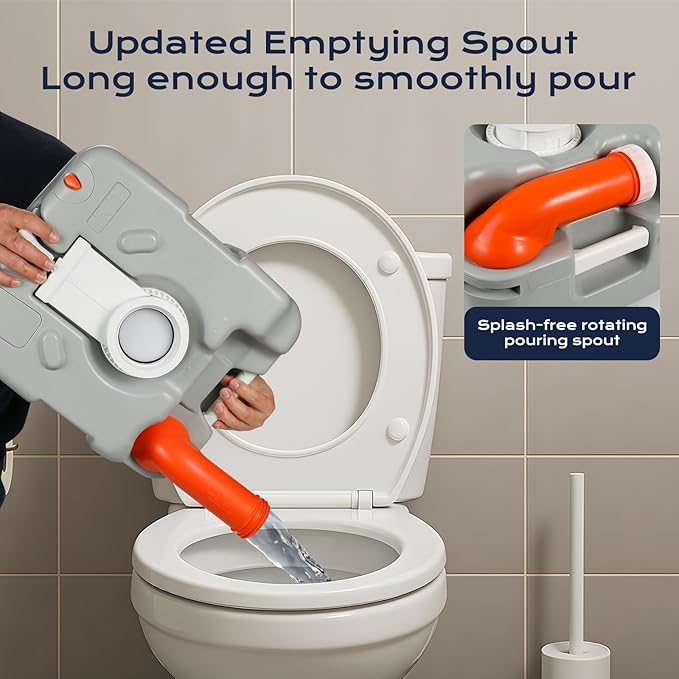 5.8-Gallon Portable Toilet: Detachable Waste Tank, Sealing Slide Valve, Carry Handle, Level Indicator - Leak-Proof and Compact for Camping, RV, Boat, and Travel