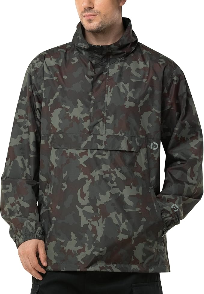 Outdoor Ventures Men's Rain Jacket Waterproof Lightweight Packable Rain Pullover for Hiking Golf Running