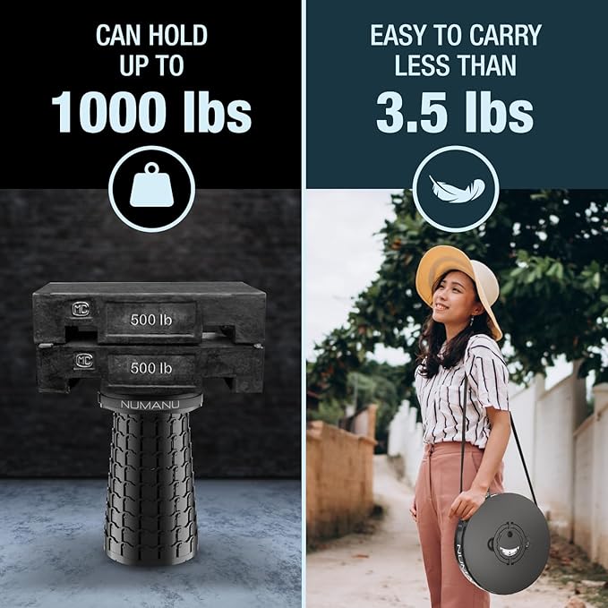 2025 Upgraded 19.7" XXL Collapsible Stool, 1000lbs Max Weight, Wider & Taller Pop Up Seat, Heavy Duty Portable Retractable Folding Chair or Travel Foot Rest, Gift for Camping & Outdoors