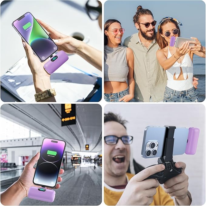 Small Portable Charger for iPhone,Upgraded 5000mAh PD Fast Charging Power Bank,Mini Battery Pack Backup Charger Compatible with iPhone 14/14 Pro Max/13/13 Pro/12 Pro/11/XS/XR/X/8/7/6-Purple