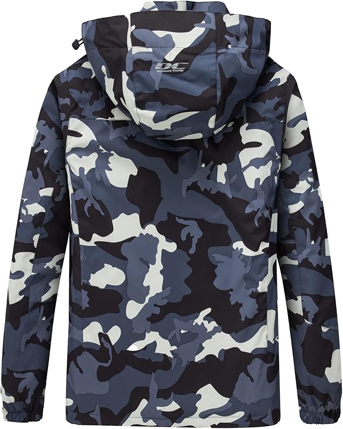 Diamond Candy Men's Hooded Waterproof Jacket Lightweight Rain Jacket Outdoor Casual Sportswear