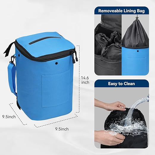Boat Trash Can, Portable Boat Trash Bag, Reusable Boat Garbage Bag, Easy to Install & Clean, 3.96 Gallons Multi-Purpose Boating Equipment Accessories for Fishing Kayak Pontoon Boat (1PCS Blue)
