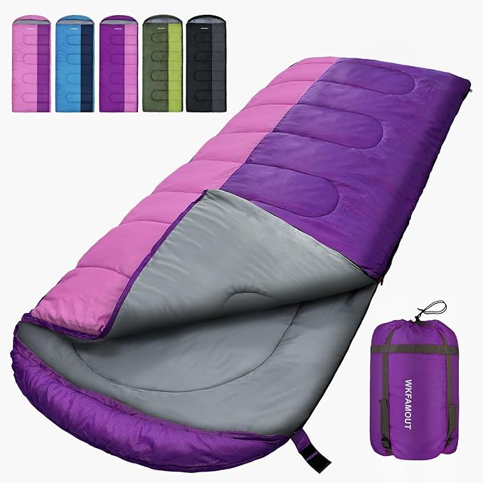 XL 10 Degree Sleeping Bags Waterproof for Adults 350GSM Machine Washable with Compression Sack for 3-4 Season Camping Outdoor