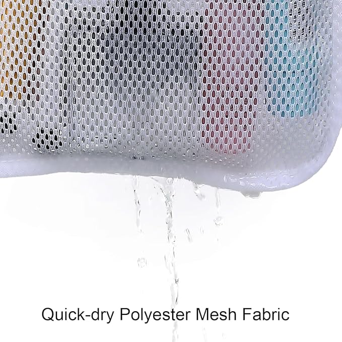 Hanging Mesh Shower Caddy for Bathroom - Quick Drying Portable Shower Organizer with Multiple Pockets for Soap,Shampoo and Cruise Ship Essentials Saving Bathroom Storage,White,1 Pack