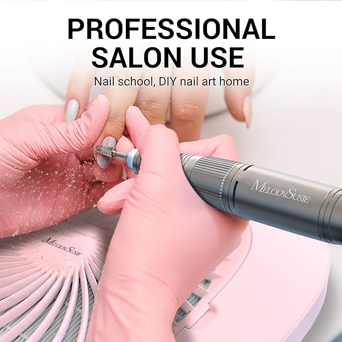 MelodySusie Nail Dust Collector with Reusable Filter, Powerful Nail Fan Vent Dust Collector Extractor Electric Dust Suction Machine for Acrylic Gel Nail Polishing, Low Noise, Nail Salon, Pink