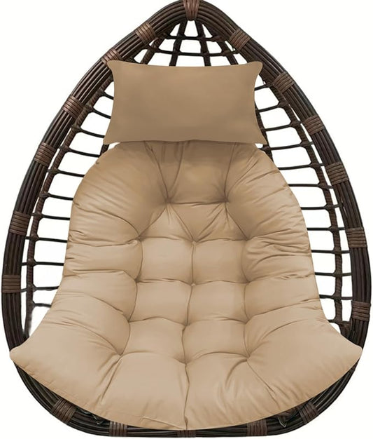 Thicken Hanging Basket Seat Cushion with Headrest, Hammock Swing Chair Cushions, Soft Egg Patio Chair Cushion with High Elasticity PP Cotton, for Indoor and Outdoor Garden Offices (with Pillow)
