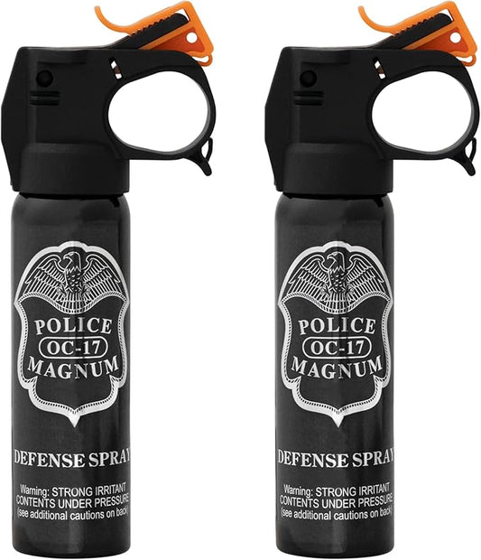 Police Magnum Self Defense Pepper Spray Fogger - Maximum Heat Strength Security & Protection - Portable Non-Lethal Tactical Gear - Made in The USA - 2 Pack 4oz FM