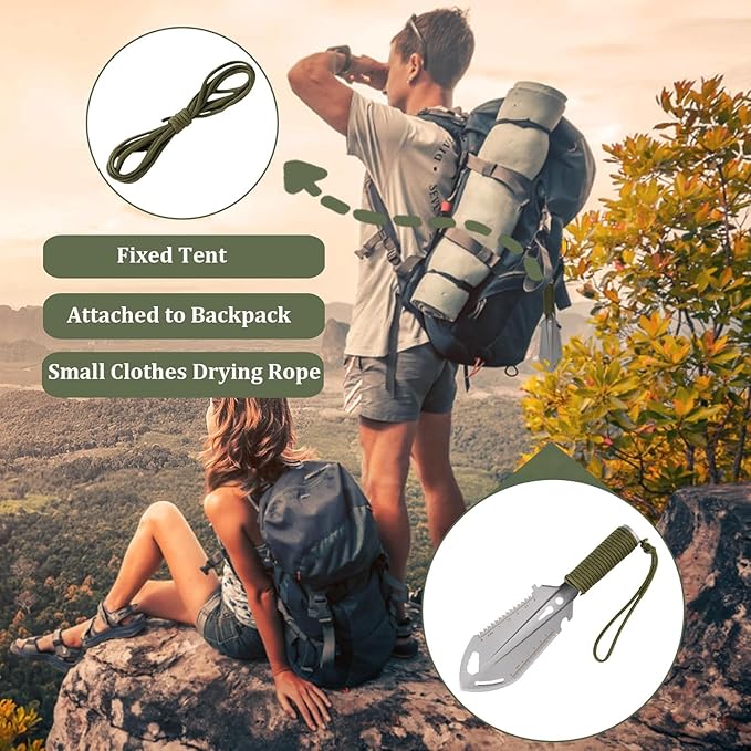 Backpacking Trowel,9 in 1 Multi-Function Camping Shovel with Flint Fire Starter,Trowel Backpacking,Camping Trowel,Ultralight Backpacking Shovel,Hiking Trowel Suitable for Outdoor/Camping