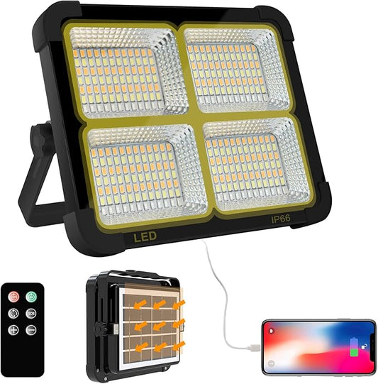 Portable LED Work Solar Light 100W 16500mAh 10000 LM with Stepless Brightness Job Site Battery Rechargeable LED Floor Light for Emergency Worklight for Hurricane (Black(Remote))