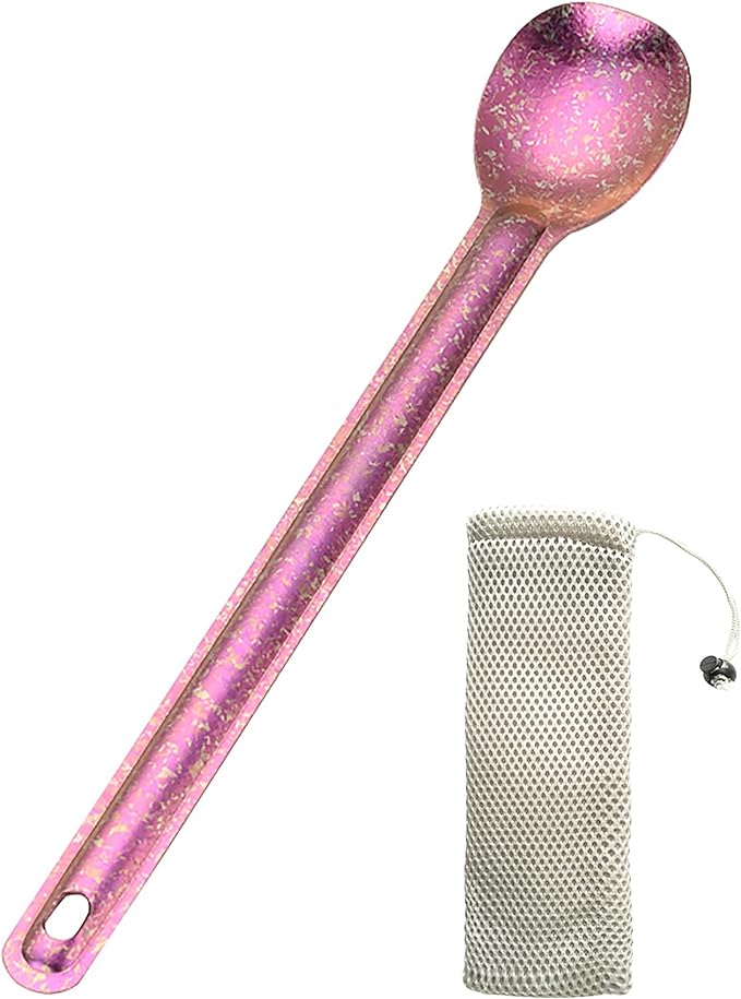 Titanium Long Handel Spork and Spoon, Camping Spork and Spoon, Soup Spoon, Eco-Friendly Coffee Spoon, Portable Travel Camping Utensils