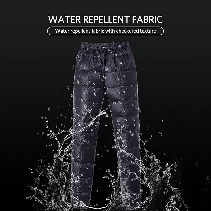 Men's Winter Warm Loose Utility Down Pants Sassy High Waisted Nylon Compression Snow Trousers