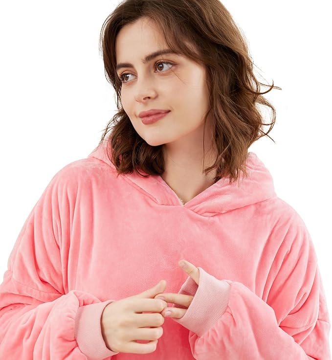 LetsFunny Blanket Hoodie,Oversized Wearable Sherpa Fleece Blanket Sweatshirt,Super Soft Warm Cozy with Giant Pocket,Gifts for Women Men Adults Teenagers Kids, One Size Fits All