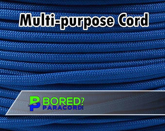 BORED? PARACORD! 550 lb Paracord - Ideal for Crafting, Camping, DIY Projects, Active & Military Outdoors - Strong Survival Rope - Tactical Parachute Cord Type III - Caribbean Blue 250 Feet