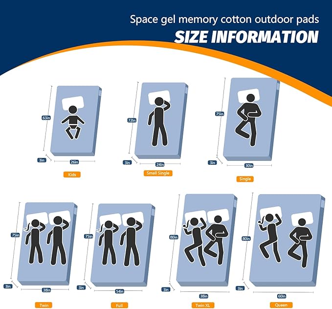 CYMULA CertiPUR-US Memory Foam Camping Mattress Pad, Portable Foam Sleeping Pad for Camping, Roll up Sleeping Mat for Adults Guest Floor Bed for Sleepover, Car, Tent SUV Cot Mattress