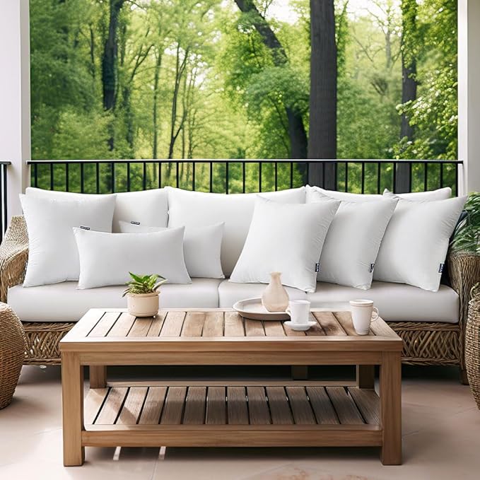 MIULEE Pack of 2 18x18 Inch Outdoor Pillow Inserts Waterproof Decorative Throw Pillow Insert, Square Lumbar Garden Pillow Form for Patio Sofa Couch