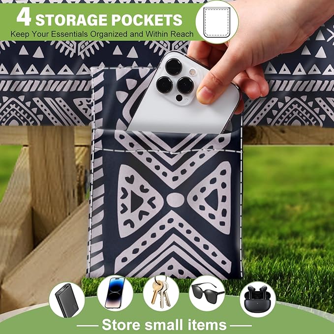 Picnic Table Cover with Bench Covers Vinyl Elastic Edges Fitted Rectangle Seat Tables Waterproof 3-Piece72X30in Set Outdoor Rectangular Folding Backing Tablecloth for Camping Over SizeTie-Dye 115