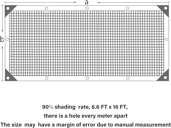 winemana 90% Shade Cloth, Dog Kennel Shade Cover, 6.6 x 16 FT Sturdy Durable Sunblock Shade Mesh Tarp with Grommets for Patio Plants Greenhouse Chicken Coop Porch