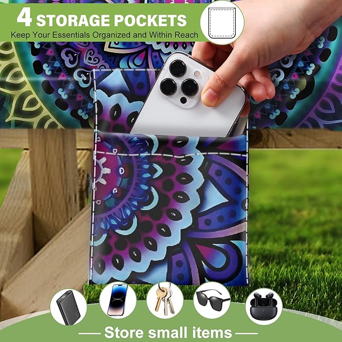 Picnic Table Cover with Bench Covers Vinyl Elastic Edges Fitted Rectangle Seat Tables Waterproof 3-Piece72X30in Set Outdoor Rectangular Folding Backing Tablecloth for Camping Over SizeTie-Dye 101