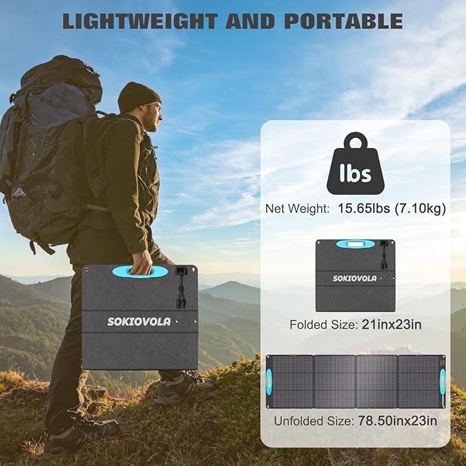 N-Type 16BB 200W Portable Solar Panels for Power Station, IP68 Waterproof ETFE Foldable Solar Panel Kit 25% High Conversion Efficiency Solar Panel for Camping Outdoor RV Blackout