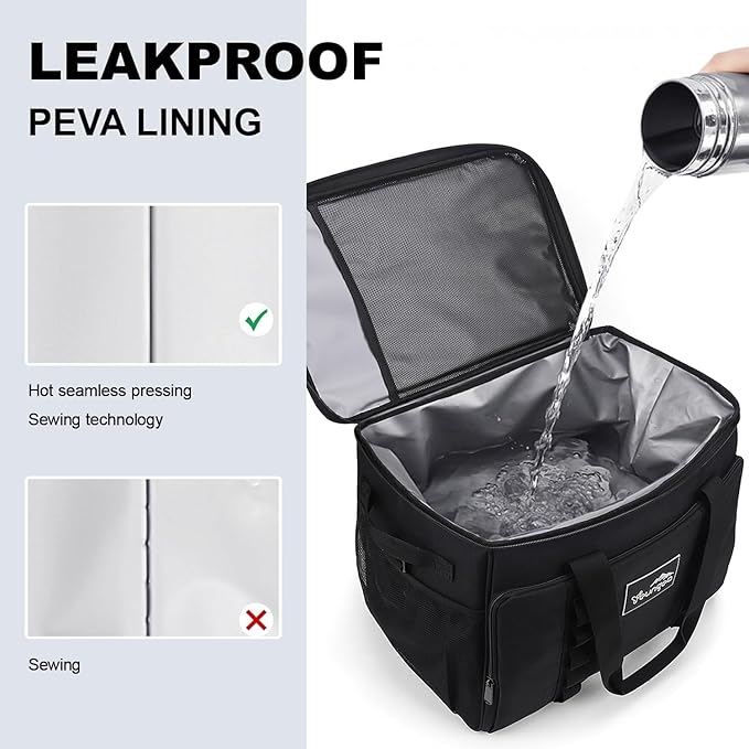 18L Small Insulated Cooler Bag Soft Sided Portable Collapsible ice Cooler for Beach, Camping, 24-Can, Leakproof