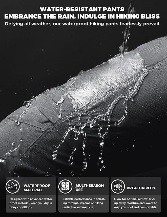 Wespornow Men's-Convertible-Hiking-Pants Quick Dry Lightweight Zip Off Breathable Cargo Pants for Outdoor, Fishing, Safari