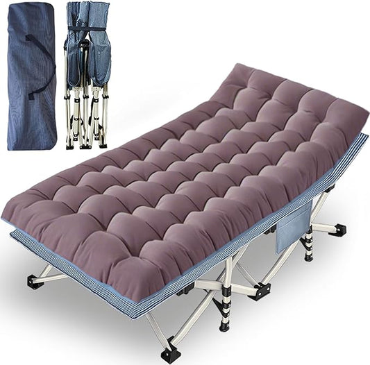 Oversize Camping Cot 32" W Extra Large Cot for Adults Cots for Sleeping XXL Cots with Mattress Heavy Duty Camping Bed with Carry Bag Folding Cot for Hiking Office Nap Indoor Outdoor Easy to Set Up
