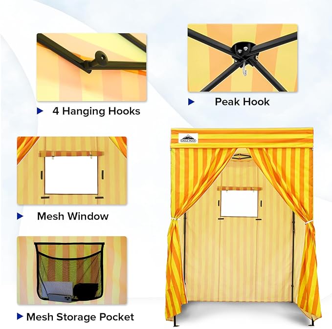 EAGLE PEAK Flex Compact 5x5 Pop-up Canopy Changing Room, Portable Privacy Dressing Room for Indoor Fashion Photoshoots, Camping, or Pool, Yellow/Orange