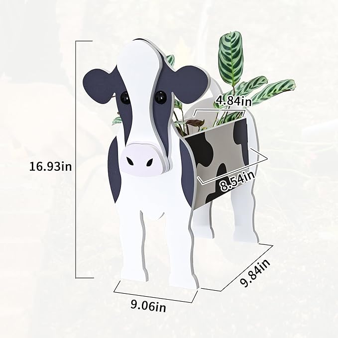 Dairy Cow Planter, Pet Shape Garden Pots Plant Pots for Indoor/Outdoor Gardens Decoration, Cute, Surprise Gifts/Souvenirs for Pet Lovers(Large)